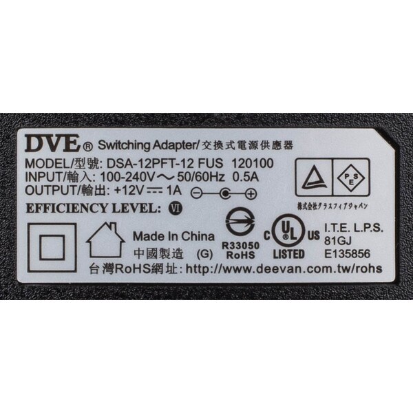 Main product image for 12V 1A DC Switching Power Supply AC Adapter with 120-1201